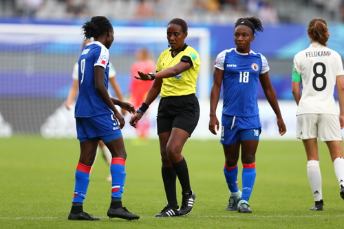 Melchie Dumornay #18 during the FIFA U-20 Women's World Cup France 2018 group D match between Germany and Haiti at Stade de la Rabine on August 13, 2018 in Vannes, France.