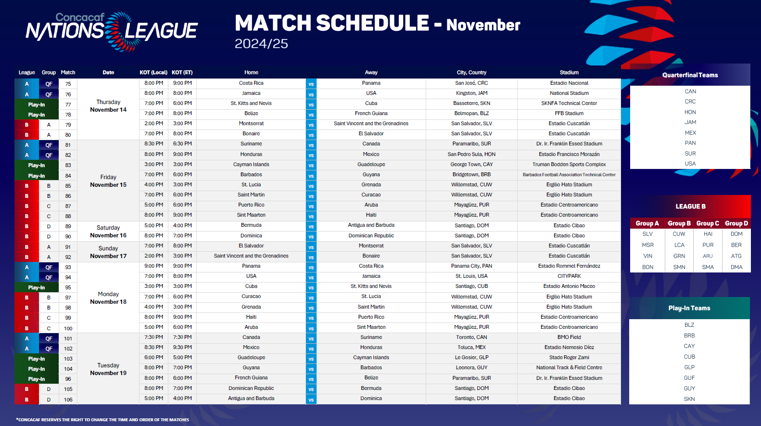 CNL November Schedule